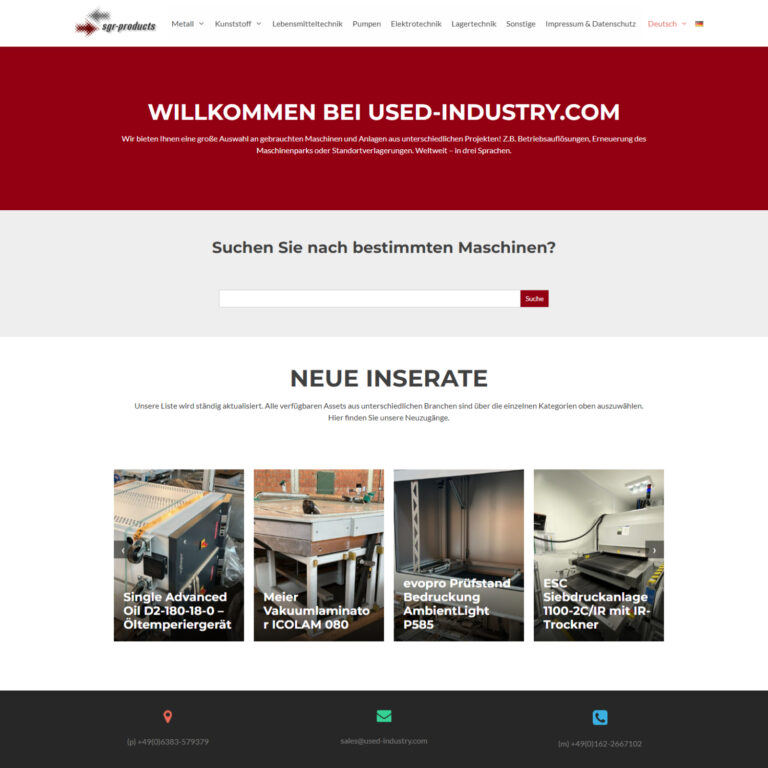 Referenz Industrie Maschinenverkauf
