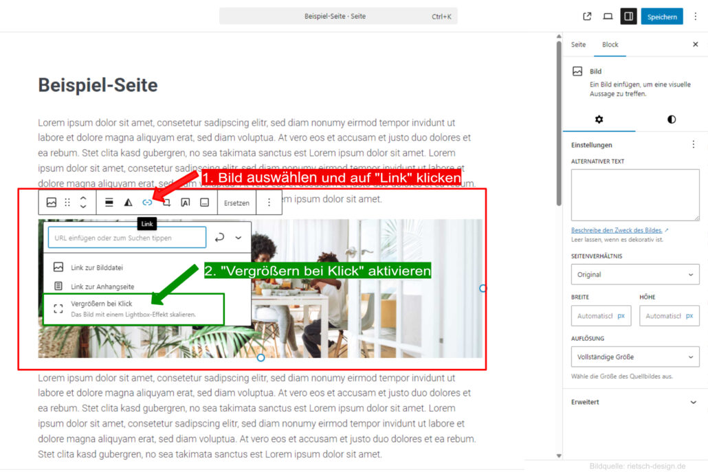 Die WordPress Bilder-Lightbox lässt sich leicht aktivieren und anpassen.